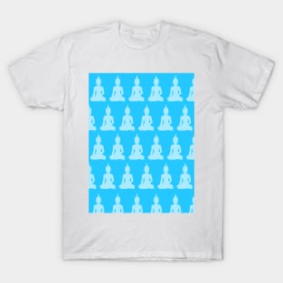 Pastel Sky Blue Buddha Pattern T-Shirt